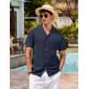 image:imageCOOFANDY Mens Hawaiian Shirt Short Sleeve Buttoon Down Shirts Casual Tropical Floral Summer Linen ShirtsNavy Blue