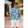 image:imageCOOFANDY Mens Hawaiian Shirt Short Sleeve Buttoon Down Shirts Casual Tropical Floral Summer Linen ShirtsOcean Blue Tropic