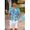 image:imageCOOFANDY Mens Hawaiian Shirt Short Sleeve Buttoon Down Shirts Casual Tropical Floral Summer Linen ShirtsOcean Blue Tropic