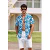 image:imageCOOFANDY Mens Hawaiian Shirt Short Sleeve Buttoon Down Shirts Casual Tropical Floral Summer Linen ShirtsOcean Blue Tropic