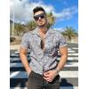 image:imageCOOFANDY Mens Hawaiian Shirt Short Sleeve Buttoon Down Shirts Casual Tropical Floral Summer Linen ShirtsPalm Leafblackwhite