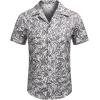 image:imageCOOFANDY Mens Hawaiian Shirt Short Sleeve Buttoon Down Shirts Casual Tropical Floral Summer Linen ShirtsPalm Leafblackwhite