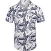 image:imageCOOFANDY Mens Hawaiian Shirt Short Sleeve Buttoon Down Shirts Casual Tropical Floral Summer Linen ShirtsPalm Leafbluewhite