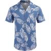 image:imageCOOFANDY Mens Hawaiian Shirt Short Sleeve Buttoon Down Shirts Casual Tropical Floral Summer Linen ShirtsPalm Leafdenim Blue