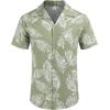 image:imageCOOFANDY Mens Hawaiian Shirt Short Sleeve Buttoon Down Shirts Casual Tropical Floral Summer Linen ShirtsPalm Leafgreen