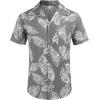 image:imageCOOFANDY Mens Hawaiian Shirt Short Sleeve Buttoon Down Shirts Casual Tropical Floral Summer Linen ShirtsPalm Leafgrey