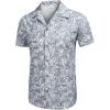 image:imageCOOFANDY Mens Hawaiian Shirt Short Sleeve Buttoon Down Shirts Casual Tropical Floral Summer Linen ShirtsPalm Leaflight Blue