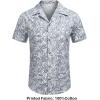 image:imageCOOFANDY Mens Hawaiian Shirt Short Sleeve Buttoon Down Shirts Casual Tropical Floral Summer Linen ShirtsPalm Leaflight Blue