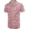 image:imageCOOFANDY Mens Hawaiian Shirt Short Sleeve Buttoon Down Shirts Casual Tropical Floral Summer Linen ShirtsPalm Leafred