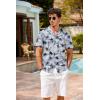 image:imageCOOFANDY Mens Hawaiian Shirt Short Sleeve Buttoon Down Shirts Casual Tropical Floral Summer Linen ShirtsPalm Shadow Blue