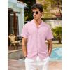 image:imageCOOFANDY Mens Hawaiian Shirt Short Sleeve Buttoon Down Shirts Casual Tropical Floral Summer Linen ShirtsPink