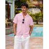 image:imageCOOFANDY Mens Hawaiian Shirt Short Sleeve Buttoon Down Shirts Casual Tropical Floral Summer Linen ShirtsPink