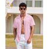 image:imageCOOFANDY Mens Hawaiian Shirt Short Sleeve Buttoon Down Shirts Casual Tropical Floral Summer Linen ShirtsPink