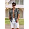 image:imageCOOFANDY Mens Hawaiian Shirt Short Sleeve Buttoon Down Shirts Casual Tropical Floral Summer Linen ShirtsSafari Palm Khaki