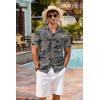 image:imageCOOFANDY Mens Hawaiian Shirt Short Sleeve Buttoon Down Shirts Casual Tropical Floral Summer Linen ShirtsSafari Palm Khaki