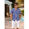 image:imageCOOFANDY Mens Hawaiian Shirt Short Sleeve Buttoon Down Shirts Casual Tropical Floral Summer Linen ShirtsTropical Palm Navy