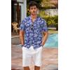 image:imageCOOFANDY Mens Hawaiian Shirt Short Sleeve Buttoon Down Shirts Casual Tropical Floral Summer Linen ShirtsTropical Palm Navy