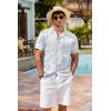image:imageCOOFANDY Mens Hawaiian Shirt Short Sleeve Buttoon Down Shirts Casual Tropical Floral Summer Linen ShirtsWashed Floral Blue