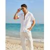 image:imageCOOFANDY Mens Hawaiian Shirt Short Sleeve Buttoon Down Shirts Casual Tropical Floral Summer Linen ShirtsWhite