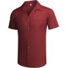 image:imageCOOFANDY Mens Hawaiian Shirt Short Sleeve Buttoon Down Shirts Casual Tropical Floral Summer Linen ShirtsWine Red