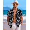 image:imageCOOFANDY Mens Hawaiian Shirt Short Sleeve Floral Button Down Shirts Tropical Holiday Beach ShirtsBlack  Leaf