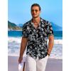 image:imageCOOFANDY Mens Hawaiian Shirt Short Sleeve Floral Button Down Shirts Tropical Holiday Beach ShirtsBlack  Leaf