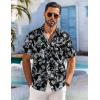 image:imageCOOFANDY Mens Hawaiian Shirt Short Sleeve Floral Button Down Shirts Tropical Holiday Beach ShirtsBlack  Leaf