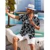 image:imageCOOFANDY Mens Hawaiian Shirt Short Sleeve Floral Button Down Shirts Tropical Holiday Beach ShirtsBlack  Leaf