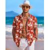 image:imageCOOFANDY Mens Hawaiian Shirt Short Sleeve Floral Button Down Shirts Tropical Holiday Beach ShirtsRed  Flower