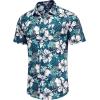 image:imageCOOFANDY Mens Hawaiian Shirts Short Sleeve Casual Button Down Tropical Beach ShirtGreen  White Floral