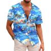 image:imageCOOFANDY Mens Hawaiian Shirts Short Sleeve Casual Button Down Tropical Beach ShirtSea Blue