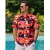 image:imageCOOFANDY Mens Hawaiian Shirts Short Sleeve Casual Button Down Tropical Beach ShirtSunset Red
