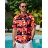 image:imageCOOFANDY Mens Hawaiian Shirts Short Sleeve Casual Button Down Tropical Beach ShirtSunset Red