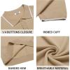 image:imageCOOFANDY Mens Knit Polo Shirts Casual Short Sleeve Button Down Polo Shirt Classic Golf ShirtsEkhaki White Striped