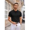image:imageCOOFANDY Mens Knit Polo Shirts Casual Short Sleeve Button Down Polo Shirt Classic Golf ShirtsGblack Ribbing