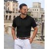 image:imageCOOFANDY Mens Knit Polo Shirts Casual Short Sleeve Button Down Polo Shirt Classic Golf ShirtsHblack Ribbing