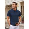 image:imageCOOFANDY Mens Knit Polo Shirts Casual Short Sleeve Button Down Polo Shirt Classic Golf ShirtsHnavy Blue Ribbing