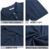 image:imageCOOFANDY Mens Knit Polo Shirts Casual Short Sleeve Button Down Polo Shirt Classic Golf ShirtsHnavy Blue Ribbing