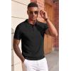 image:imageCOOFANDY Mens Knit Polo Shirts Short Sleeve Slim Fit Textured Golf Polo Shirt Casual Summer Vacation TShirtsAll Black