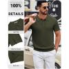 image:imageCOOFANDY Mens Knit Polo Shirts Short Sleeve Slim Fit Textured Golf Polo Shirt Casual Summer Vacation TShirtsArmy Green