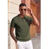 image:imageCOOFANDY Mens Knit Polo Shirts Short Sleeve Slim Fit Textured Golf Polo Shirt Casual Summer Vacation TShirtsArmy Green