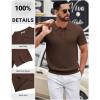 image:imageCOOFANDY Mens Knit Polo Shirts Short Sleeve Slim Fit Textured Golf Polo Shirt Casual Summer Vacation TShirtsBrown