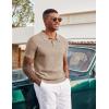 image:imageCOOFANDY Mens Knit Polo Shirts Short Sleeve Slim Fit Textured Golf Polo Shirt Casual Summer Vacation TShirtsKhaki