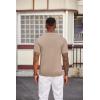 image:imageCOOFANDY Mens Knit Polo Shirts Short Sleeve Slim Fit Textured Golf Polo Shirt Casual Summer Vacation TShirtsKhaki