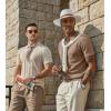 image:imageCOOFANDY Mens Knit Polo Shirts Short Sleeve Slim Fit Textured Golf Polo Shirt Casual Summer Vacation TShirtsKhaki