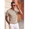 image:imageCOOFANDY Mens Knit Polo Shirts Short Sleeve Slim Fit Textured Golf Polo Shirt Casual Summer Vacation TShirtsKhaki