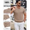 image:imageCOOFANDY Mens Knit Polo Shirts Short Sleeve Slim Fit Textured Golf Polo Shirt Casual Summer Vacation TShirtsKhaki