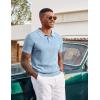 image:imageCOOFANDY Mens Knit Polo Shirts Short Sleeve Slim Fit Textured Golf Polo Shirt Casual Summer Vacation TShirtsLight Blue