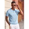 image:imageCOOFANDY Mens Knit Polo Shirts Short Sleeve Slim Fit Textured Golf Polo Shirt Casual Summer Vacation TShirtsLight Blue