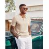 image:imageCOOFANDY Mens Knit Polo Shirts Short Sleeve Slim Fit Textured Golf Polo Shirt Casual Summer Vacation TShirtsLight Khaki
